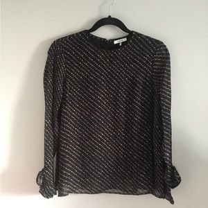 GANNI Black Floral Blouse, Size 36